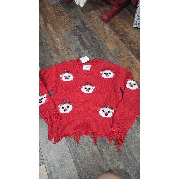No Comment Girls Red Santa Christmas Sweater Large (14) NWT - Picture 1 of 6